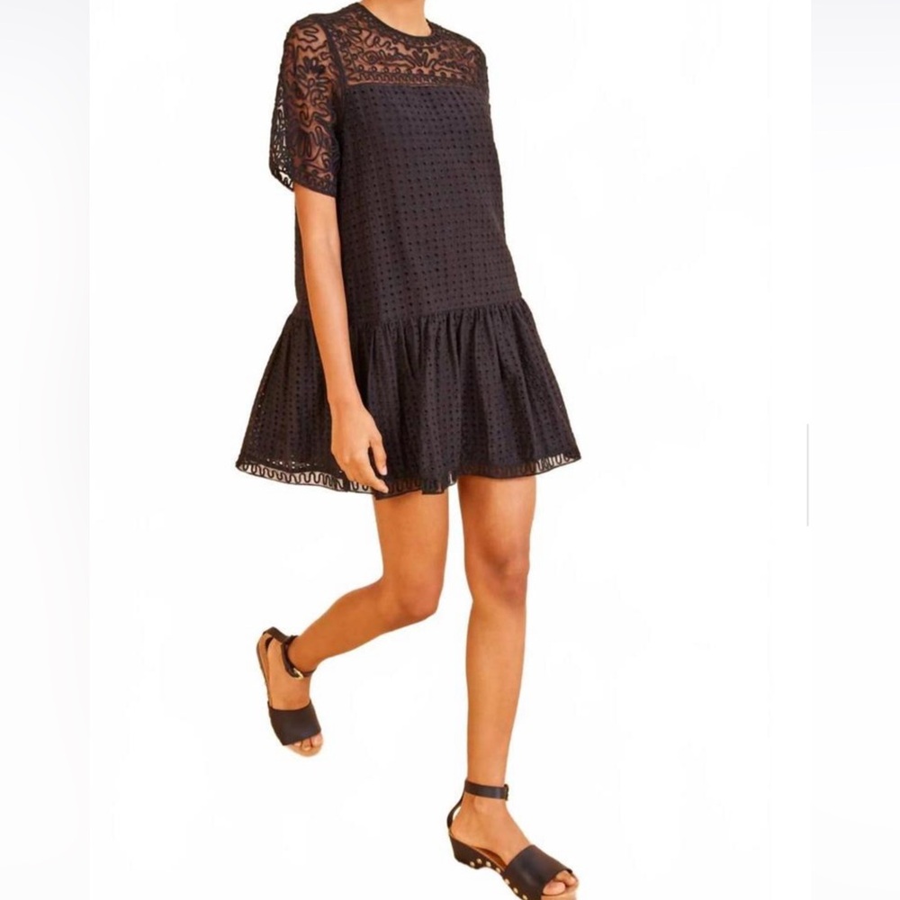 ULLA JOHNSON gabi mini silhouette dress in noir Sz 2